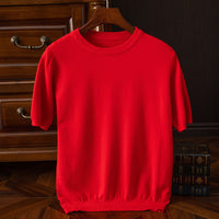 Men's Short-sleeved T-shirt Korean-style Trendy Round Neck Half-sleeve Sweater