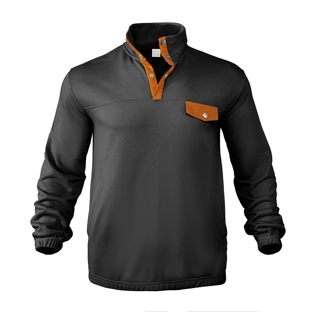 Men's Outdoor Contrast Color Casual Stand Collar Long Sleeve Sweater