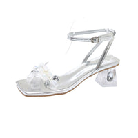 Rhinestone Flower Strap Women's High Heel Shoes