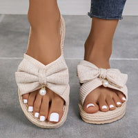 Women's Rope Bottom Solid Color Fashion Trendy Indoor Outdoor Bowknot Slippers