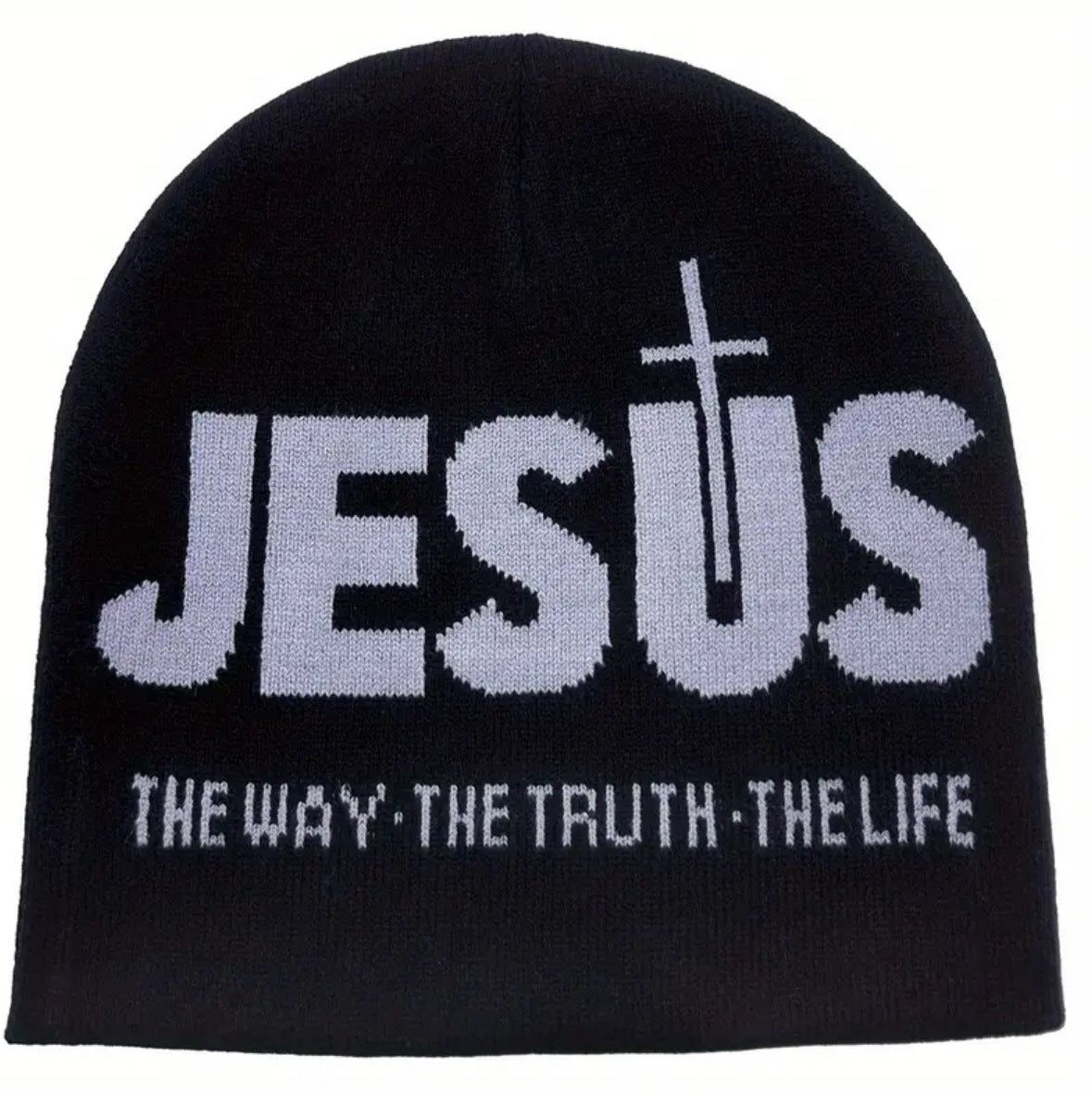 Jacquard Brimless Knitted Hat Letters Autumn And Winter Wool Sleeve Cap