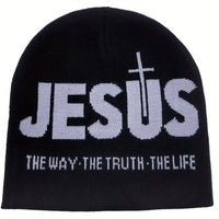 Jacquard Brimless Knitted Hat Letters Autumn And Winter Wool Sleeve Cap