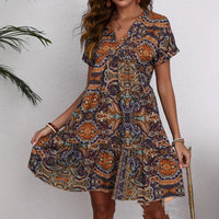 Women's Clothing Printed V-neck Leisure Vacation Style Dress