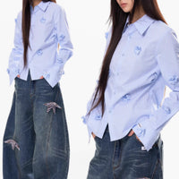 Washing Curved Knife Straight Leg Wide Leg Workwear Jeans For Women