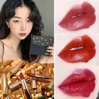Fashion Small Sachet Mousse Lipstick Leopard Print Chain With Small Round Mirror Set