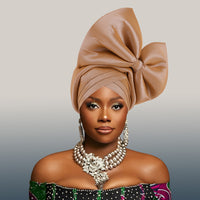 African Headdress Wedding Big Bow Tam-o'-shanter Baotou