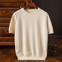 Men's Short-sleeved T-shirt Korean-style Trendy Round Neck Half-sleeve Sweater