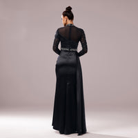 Long Sleeve Slim-fit Sheath Pearl Banquet Fishtail Evening Dress