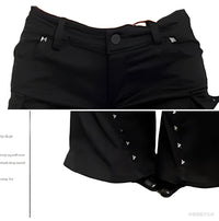 Retro Decorative Rivets Straight Slightly Flared Casual Pants