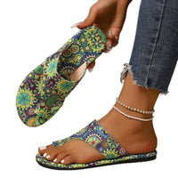 Women's Breathable Printed Toe Covering Roman Style Slippers