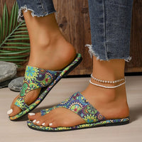 Women's Breathable Printed Toe Covering Roman Style Slippers