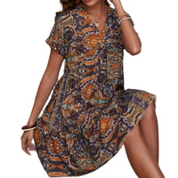 Women's Clothing Printed V-neck Leisure Vacation Style Dress
