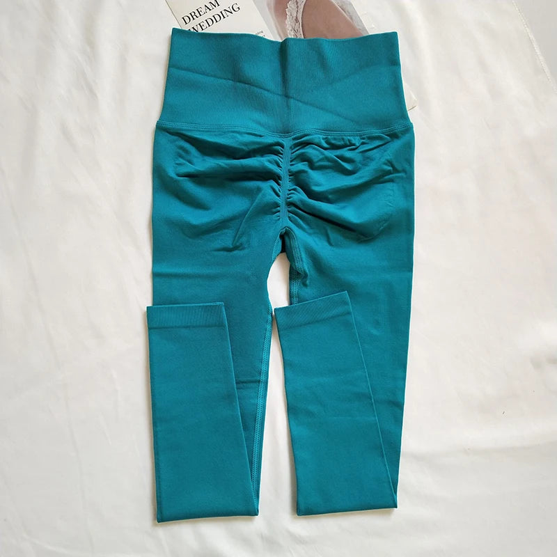 Seamless Sport Yoga High Waist Pants Leggings Sport See Through Yoga Gym Running Quick Dry Pants Scrunch Butt Pants