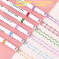 Kawaii Flowers Line Shaped Highlighter Pens, Roller Tip, Curve Liner, Marker for Writing, Journaling,Drawing Stationery, 6Pc Set