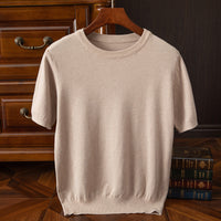 Men's Short-sleeved T-shirt Korean-style Trendy Round Neck Half-sleeve Sweater