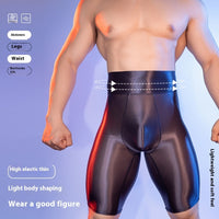 High Elastic Lightweight Breathable Shiny Silky Plastic Leg Belly Contracting Men's Underwear