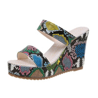 Women's Plus Size Snake Wedge Slippers