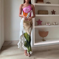 Women's Sexy One-shoulder Super Long Suspender Skirt