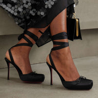 Pig Nose Ballet High Heels Stilettos Bow Sandals
