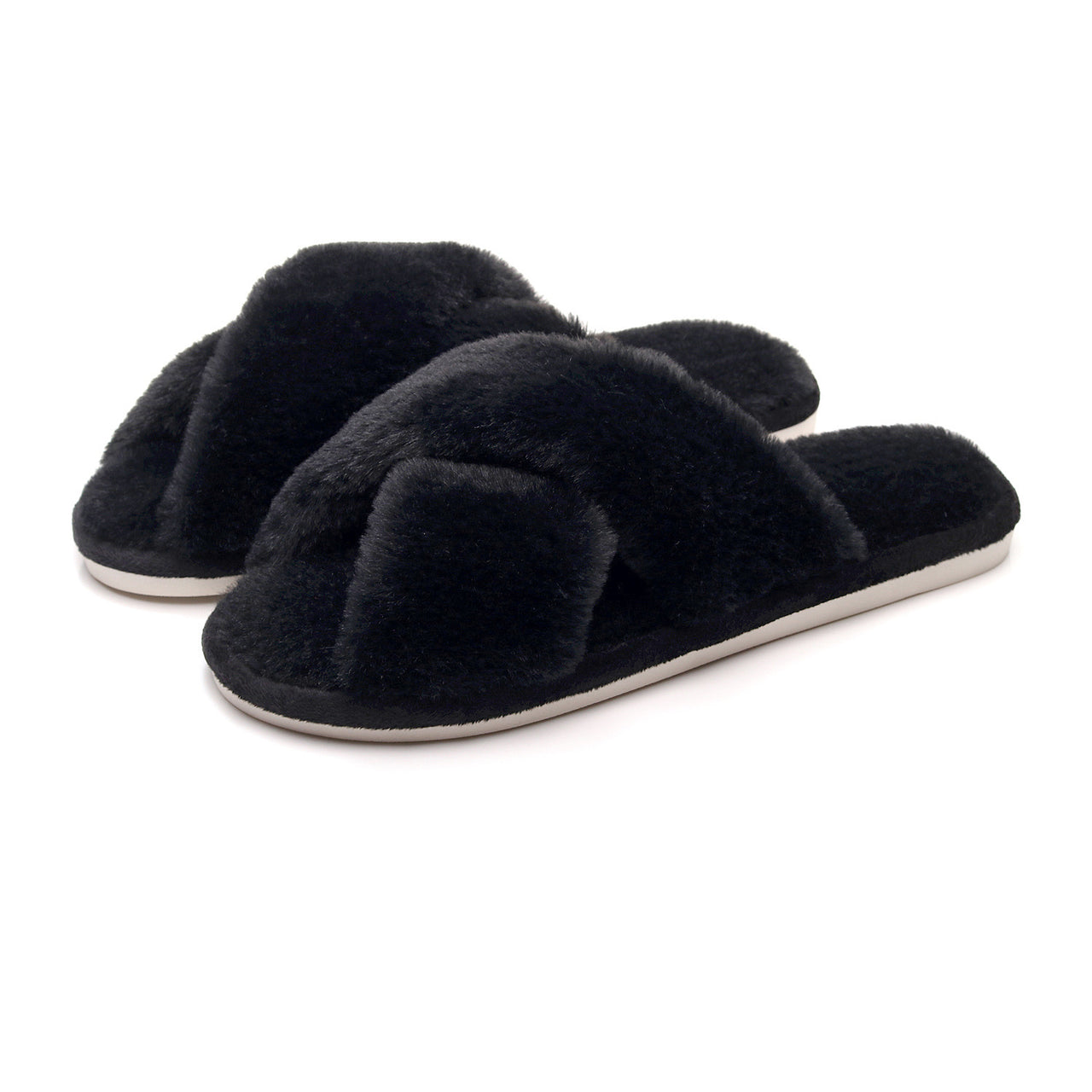 Cross Woven Woolen Slippers For Indoor Use In Winter