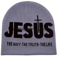Jacquard Brimless Knitted Hat Letters Autumn And Winter Wool Sleeve Cap