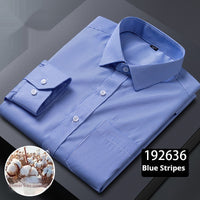 Men's Long-sleeved Plaid Middle-aged Business Square Collar Shirt
