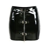 Female PU Leather Tight Fitting Hip Hugging Short Skirt