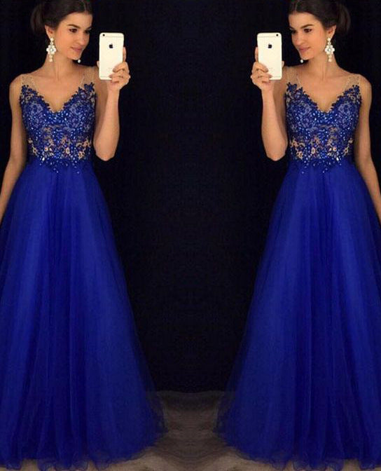Dress Backless Beaded Ball Elegant Long Dress Blue Chiffon Dress Spot