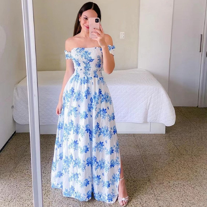 Off-shoulder Printed Butterfly Rainbow Dress