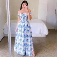 Off-shoulder Printed Butterfly Rainbow Dress