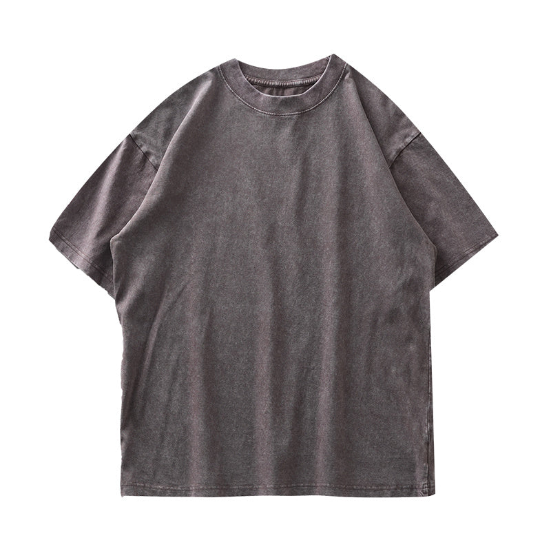 Washed And Worn Heavy Cotton T-shirt Men's Short Sleeve