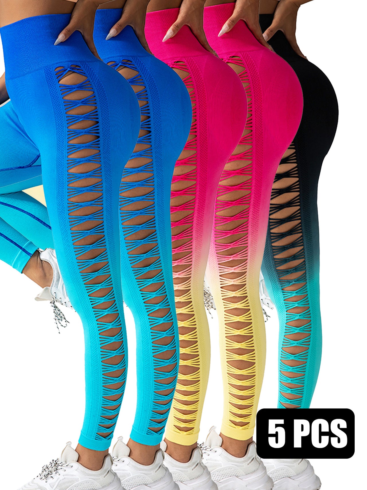 5PACK Gradient Butterfly Cutout Long Pants