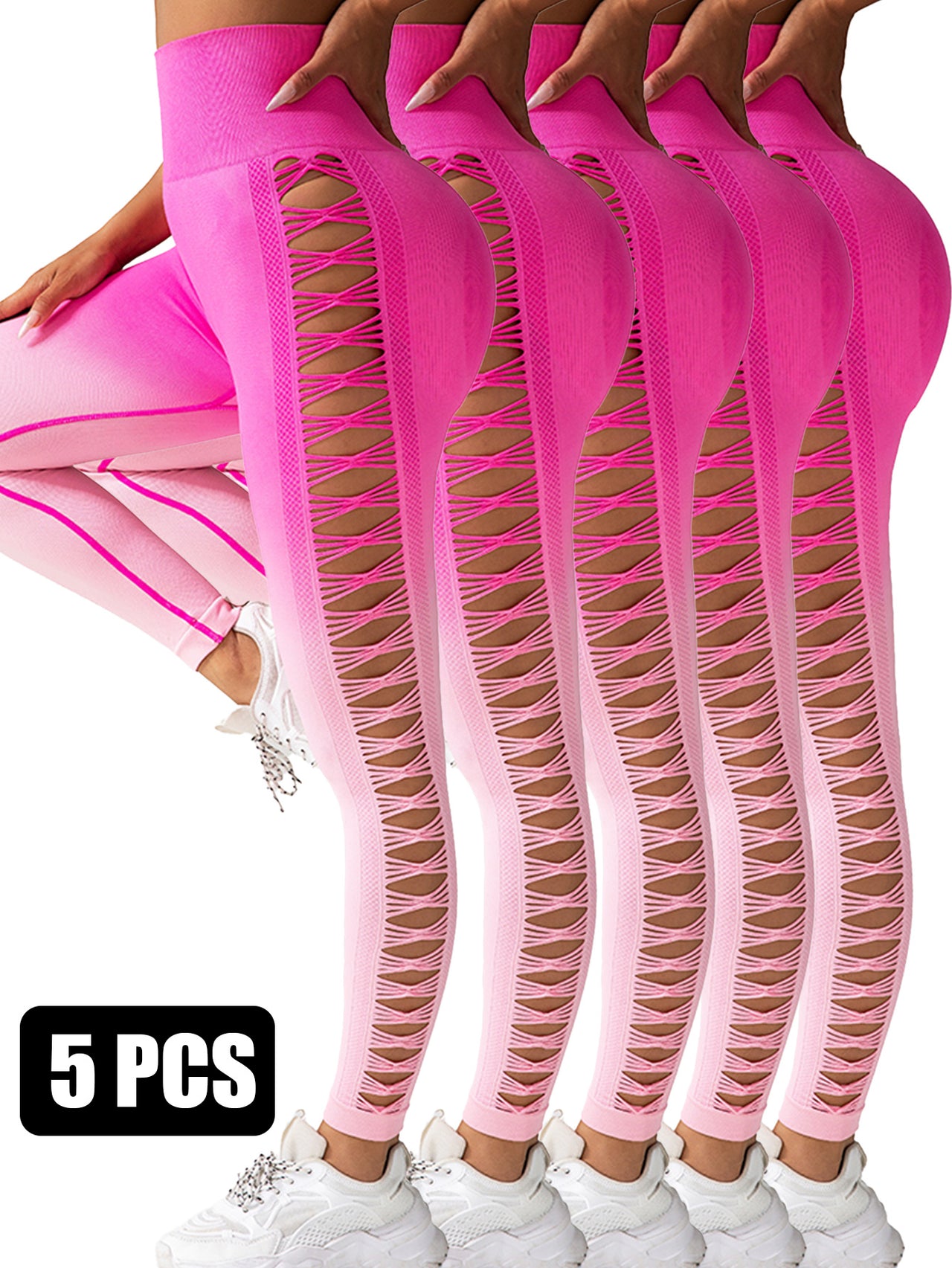 5PACK Gradient Butterfly Cutout Long Pants