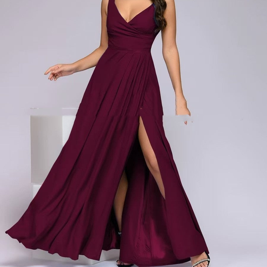 Solid Color Sleeveless Waist Dress