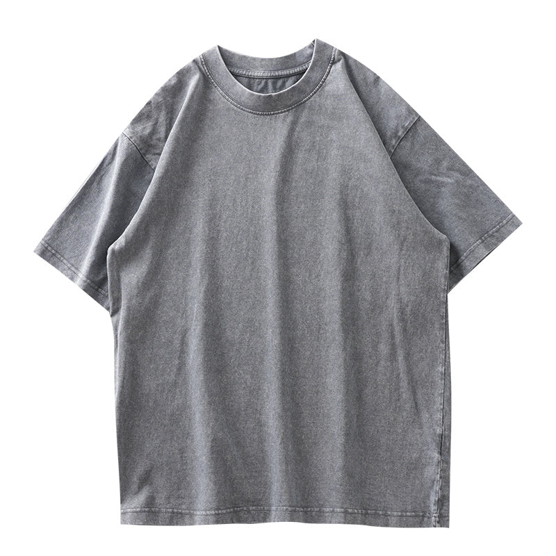 Washed And Worn Heavy Cotton T-shirt Men's Short Sleeve