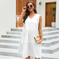 Summer Sleeveless V-neck Dress Bohemian Casual Ladies