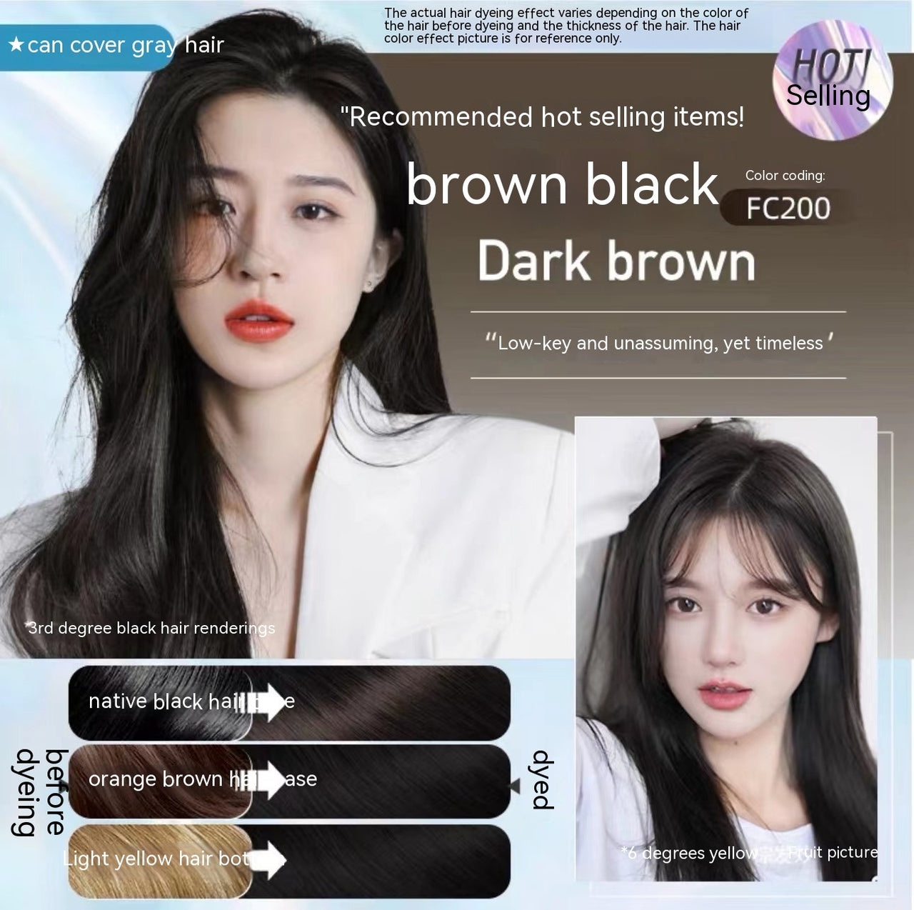Hair Dye Dark Brown Easy To Comb Color Female Bubble Plant Natural Non-stimulation