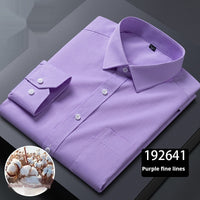 Men's Long-sleeved Plaid Middle-aged Business Square Collar Shirt