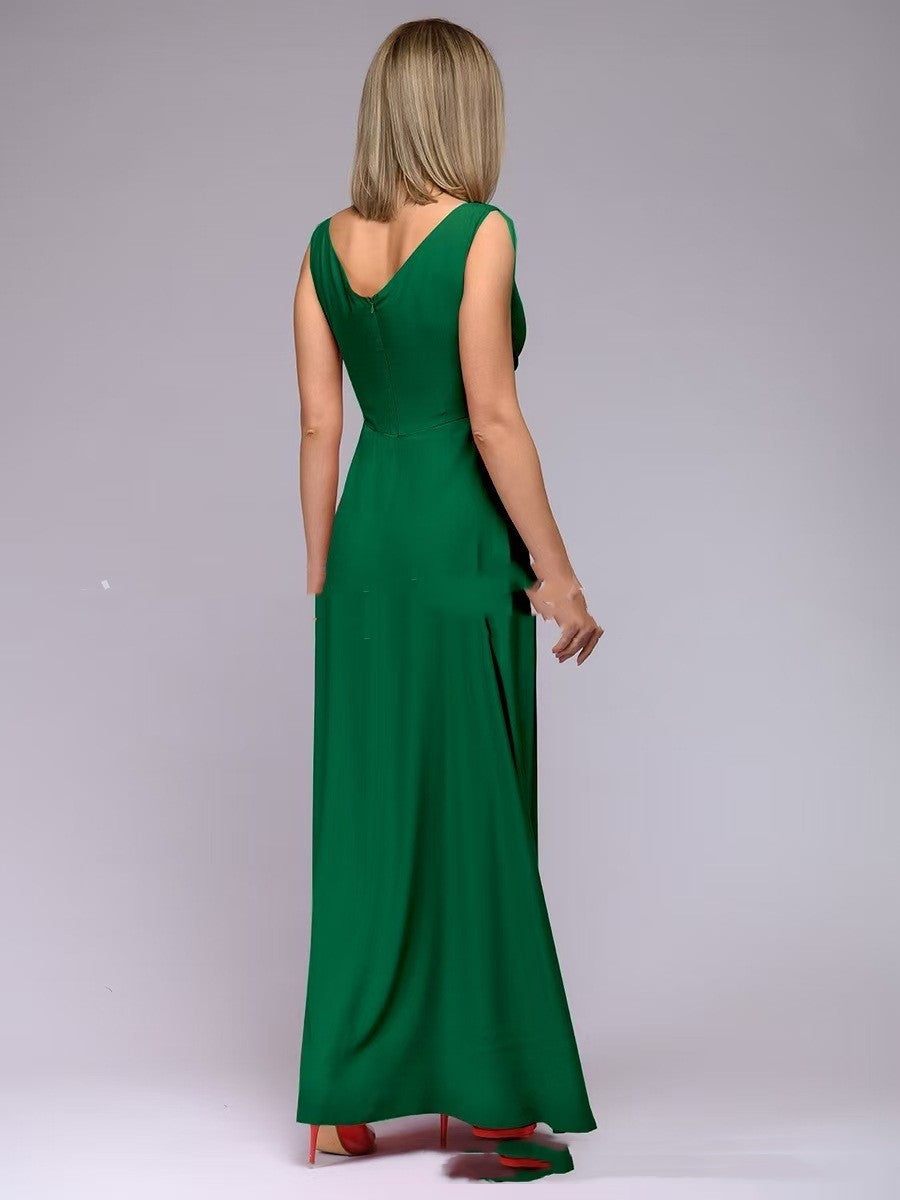 Solid Color Sleeveless Waist Dress