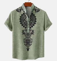 Men's Shirt Digital 3D Printing Linen Short Sleeve
