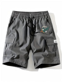 Men's casual trendy printed work pants, daily leisure, shopping, beach walks