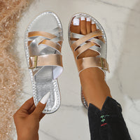 Women's Color Matching Round Head Flat Plus Size Slippers