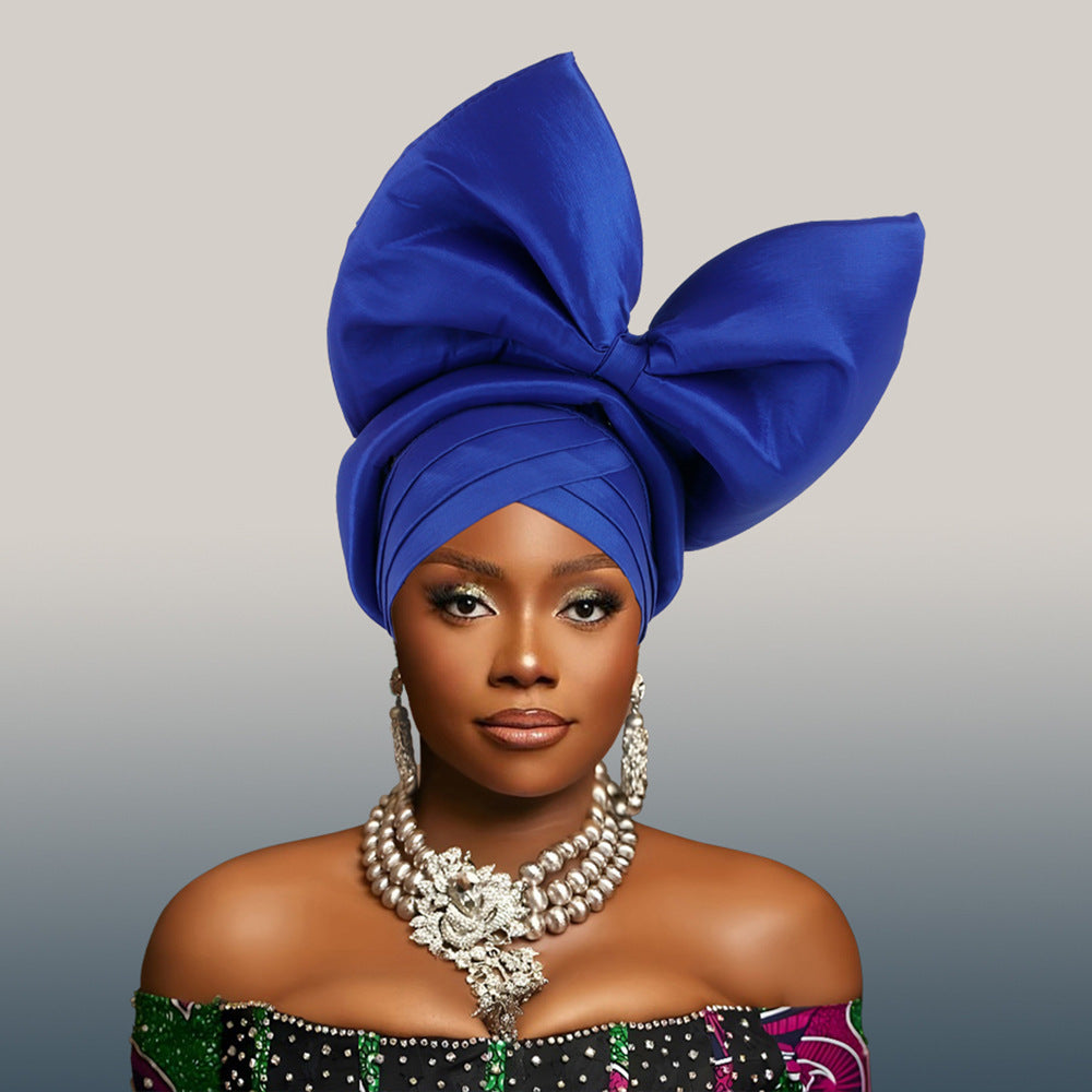 African Headdress Wedding Big Bow Tam-o'-shanter Baotou