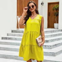 Summer Sleeveless V-neck Dress Bohemian Casual Ladies