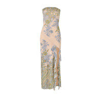 Printed Slit Slim Tube Top Dress Women