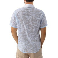 Hawaiian Jacquard Shirt Transparent Cutout Short Sleeve Thin Holiday Beach Shirt