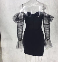 Bag Hip Dress Mesh Sleeves Red Green Skirt