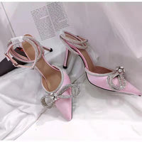 Silk Back Bandage Women's Stiletto Heel Sandals French Style
