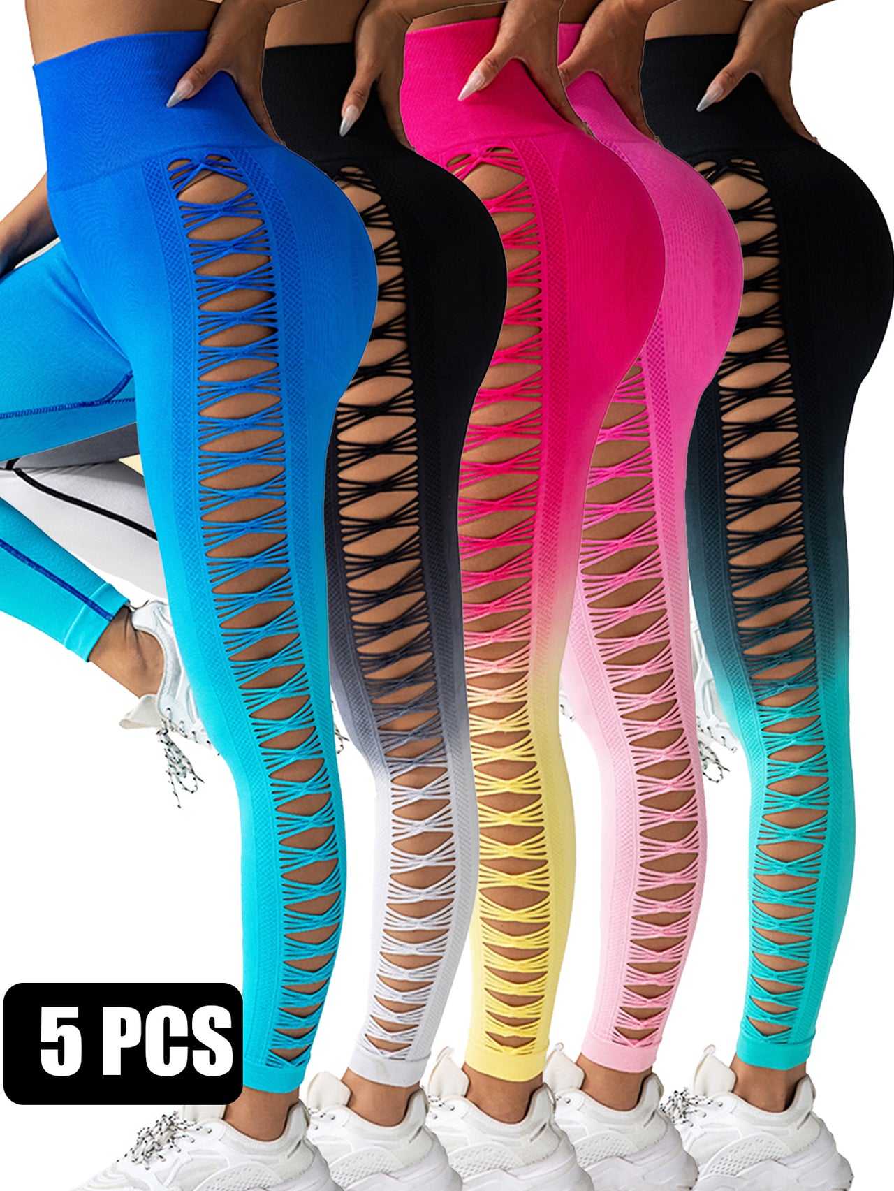 5PACK Gradient Butterfly Cutout Long Pants