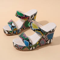 Women's Plus Size Snake Wedge Slippers